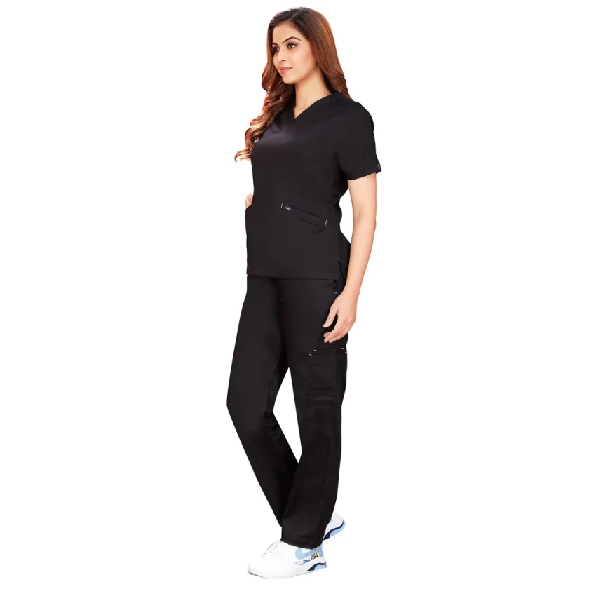 women-stretchable-jetblack-scrub-suit