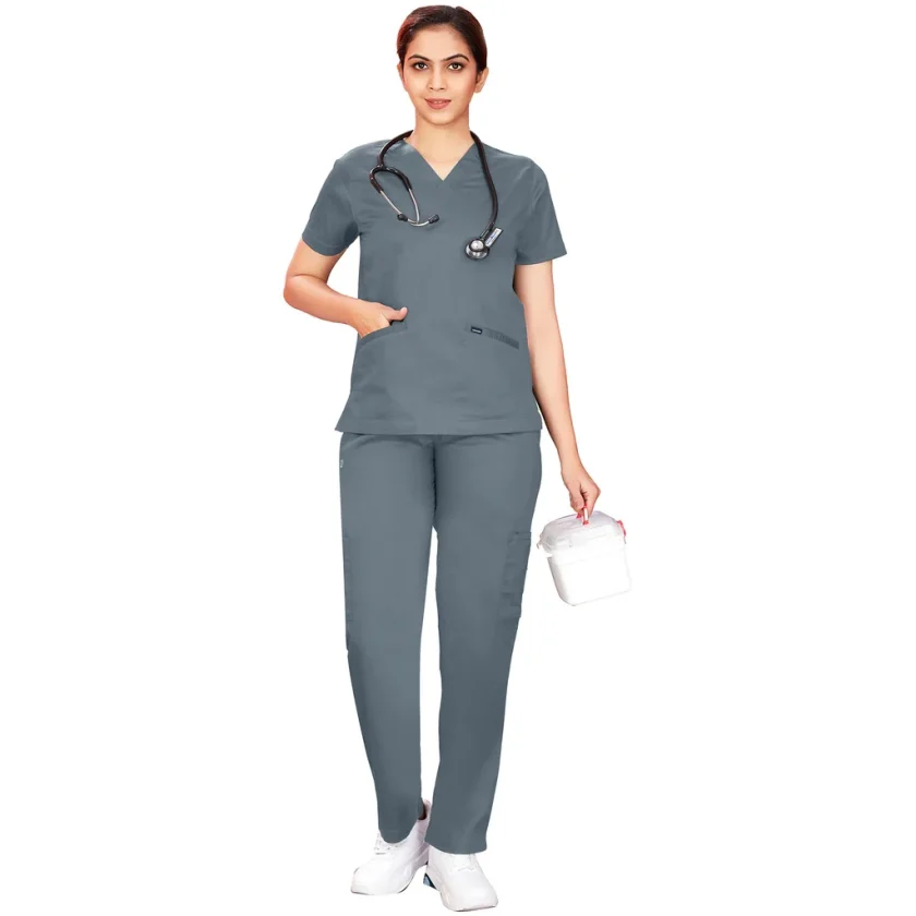 women-stretchable-stonegrey-scrub-suit