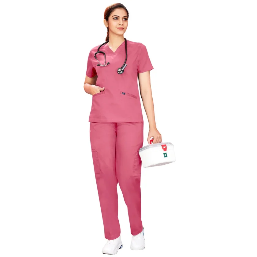 women-stretchable-pink-scrub-suit