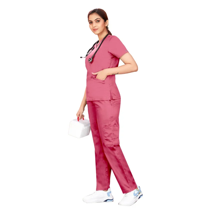 women-stretchable-pink-scrub-suit