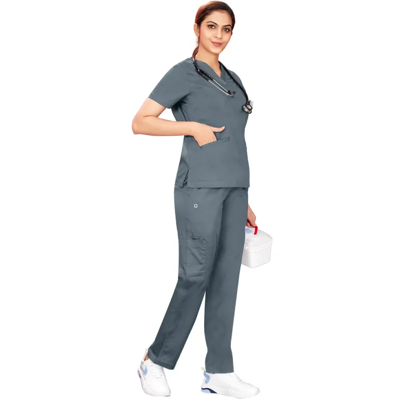 women-stretchable-stonegrey-scrub-suit