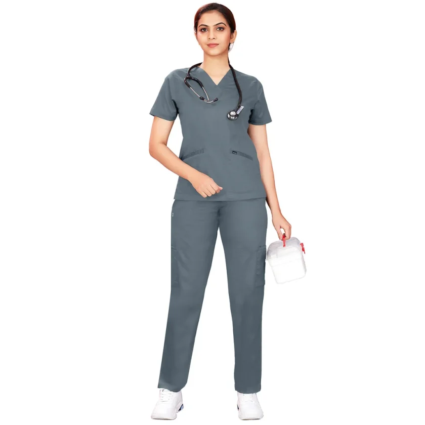 women-stretchable-stonegrey-scrub-suit