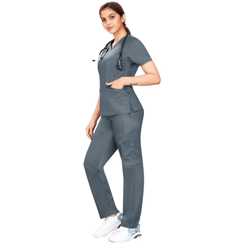 women-stretchable-stonegrey-scrub-suit