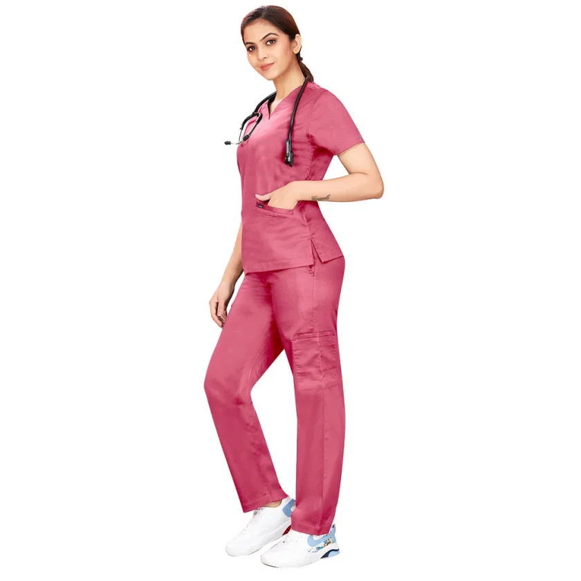 women-stretchable-pink-scrub-suit